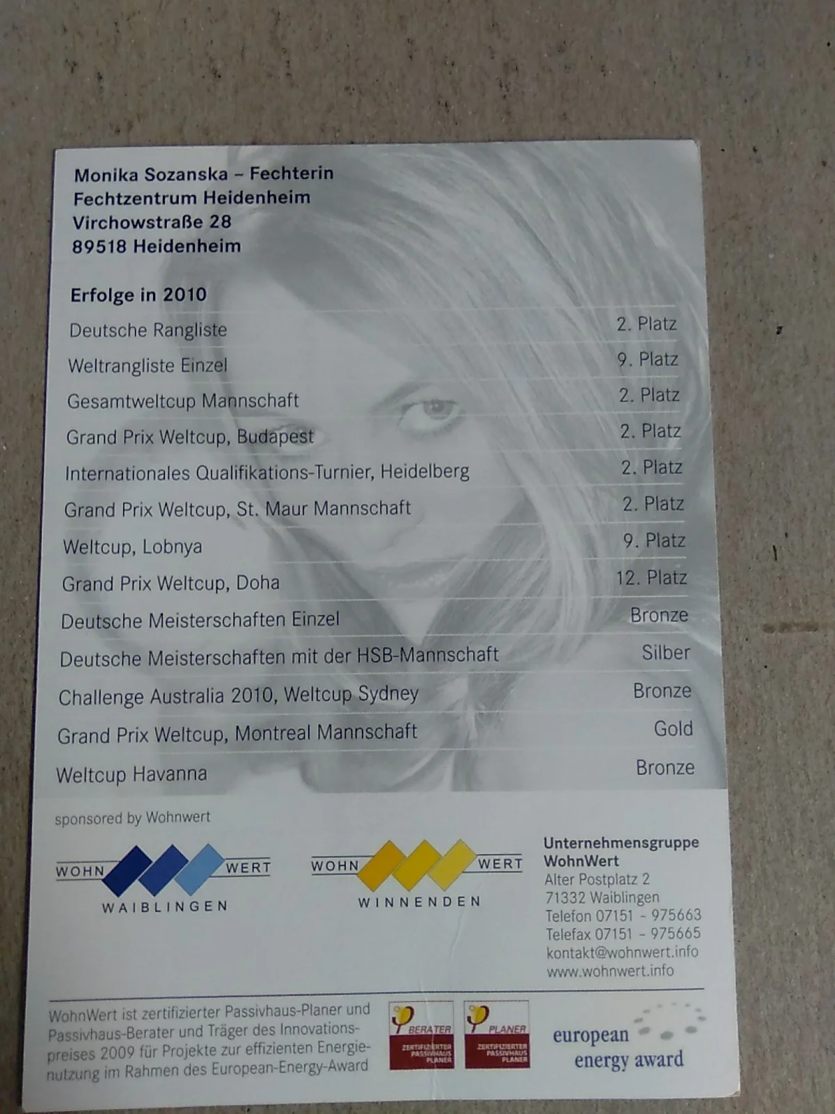 Monika Sozanska Polish German Fencer Autographed 6x4 Flyer Signed, изображение 4