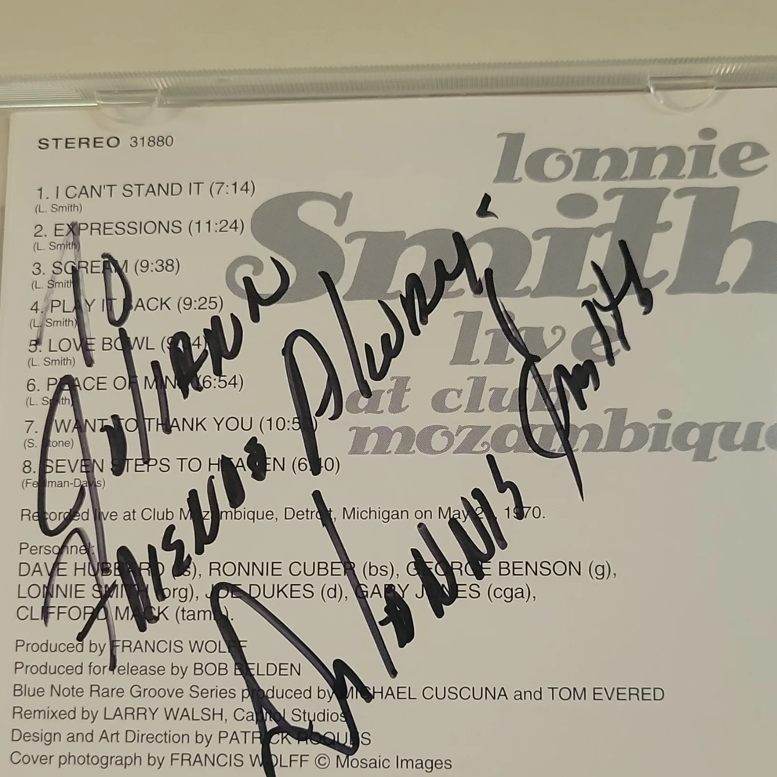Lonnie Smith Signed CD Live at Club Mozambique with Booklet autographed, image 2