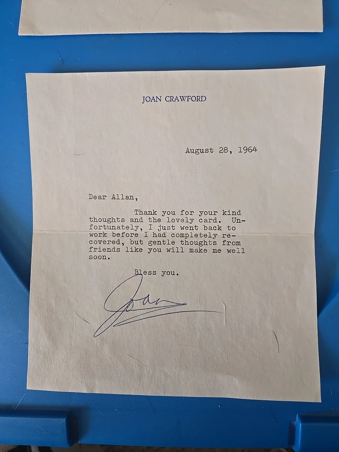Joan Crawford — Joan Crawford ' Film-Stage-TV ' Signed Letter 1964., изображение 2