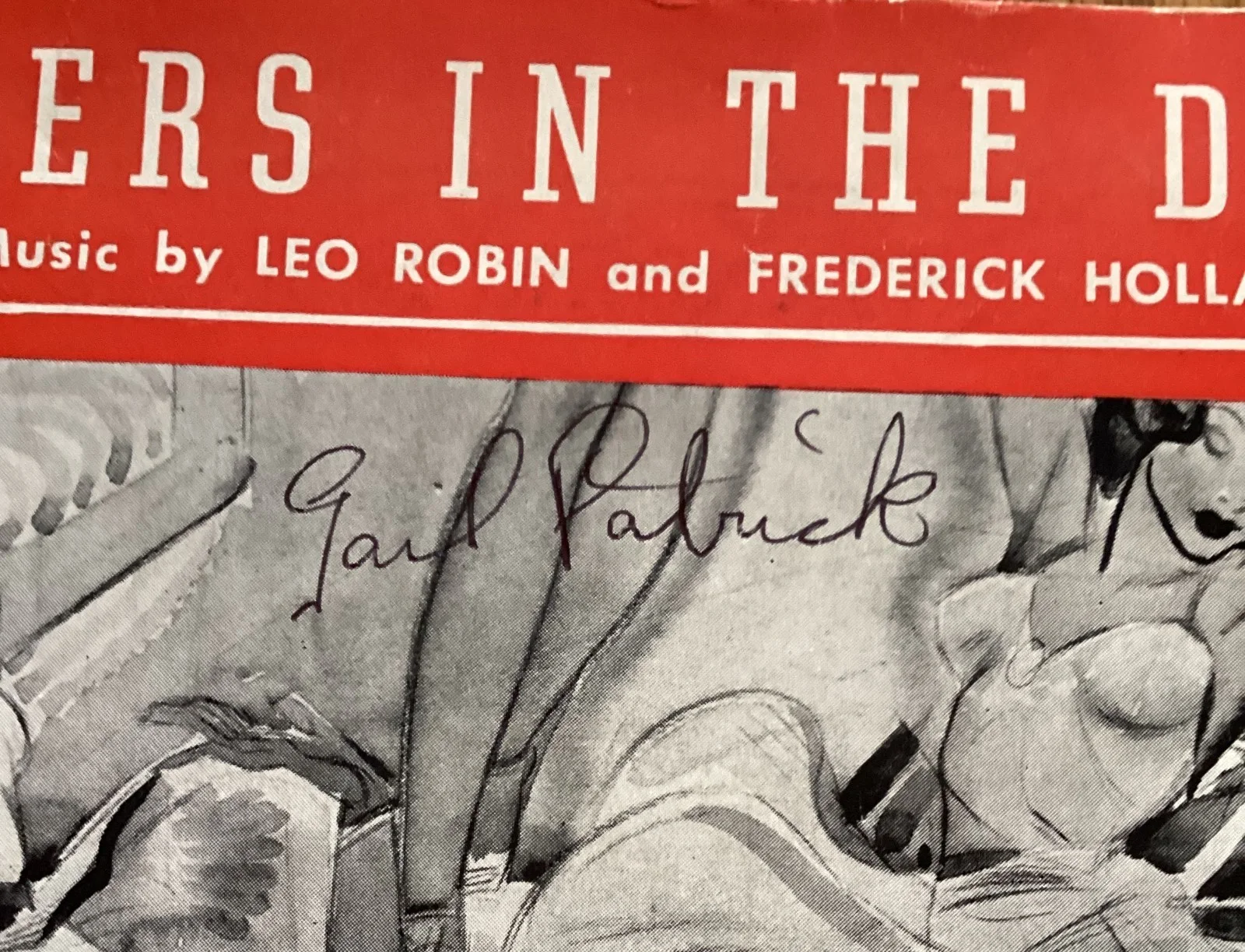 GAIL PATRICK — GAIL PATRICK AUTOGRAPHED "WHISPERS IN DARK" 1937 VINTAGE JACK BENNY SHEET MUSIC, изображение 2