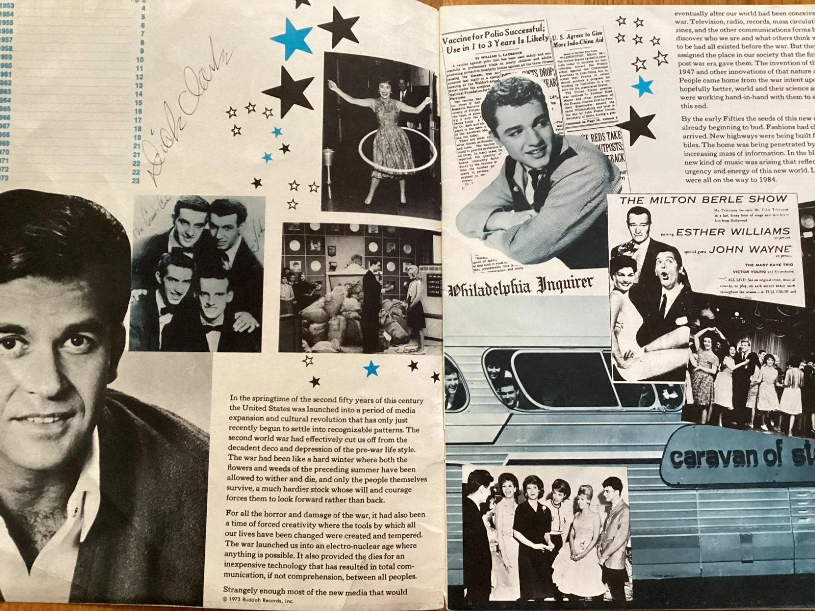 DICK CLARK AUTOGRAPHED "20 YEARS OF ROCK N" ROLL" 1973 TWENTY FOUR PAGE BROCHURE, image 2