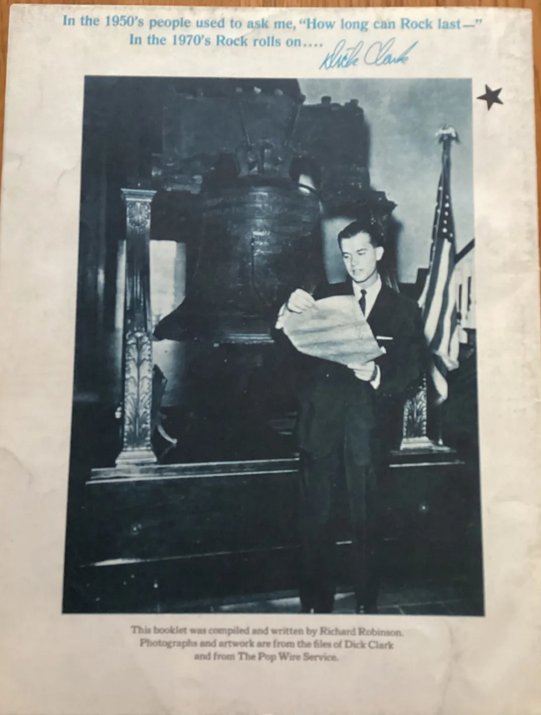 DICK CLARK AUTOGRAPHED "20 YEARS OF ROCK N" ROLL" 1973 TWENTY FOUR PAGE BROCHURE, image 4