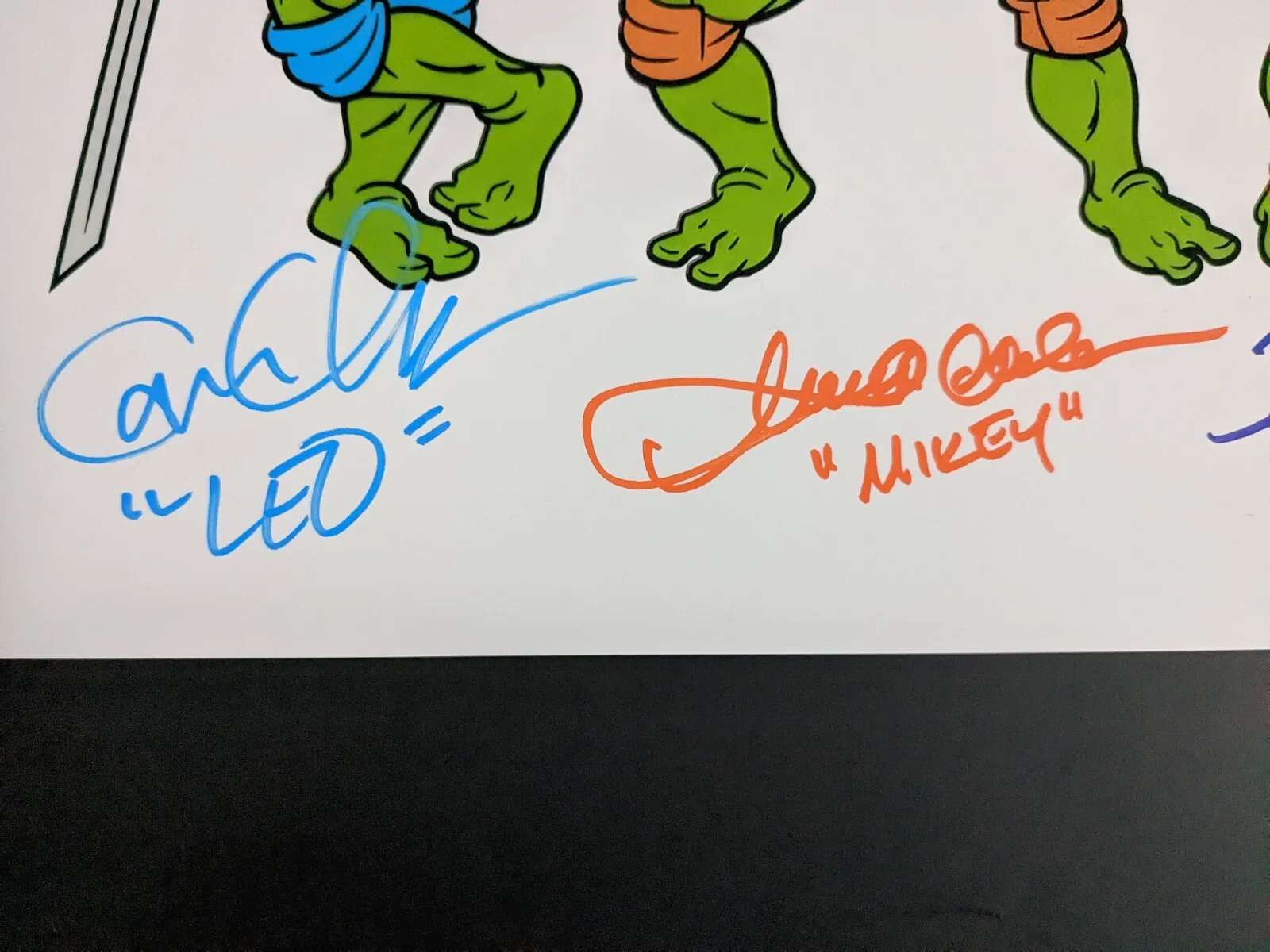Rob Paulsen, Cam Clarke, Barry Gordon, Townsend Coleman — TMNT Original 4 Teenage Mutant Ninja Turtles Cast Signed 11x17 Photo JSA COA B, изображение 2