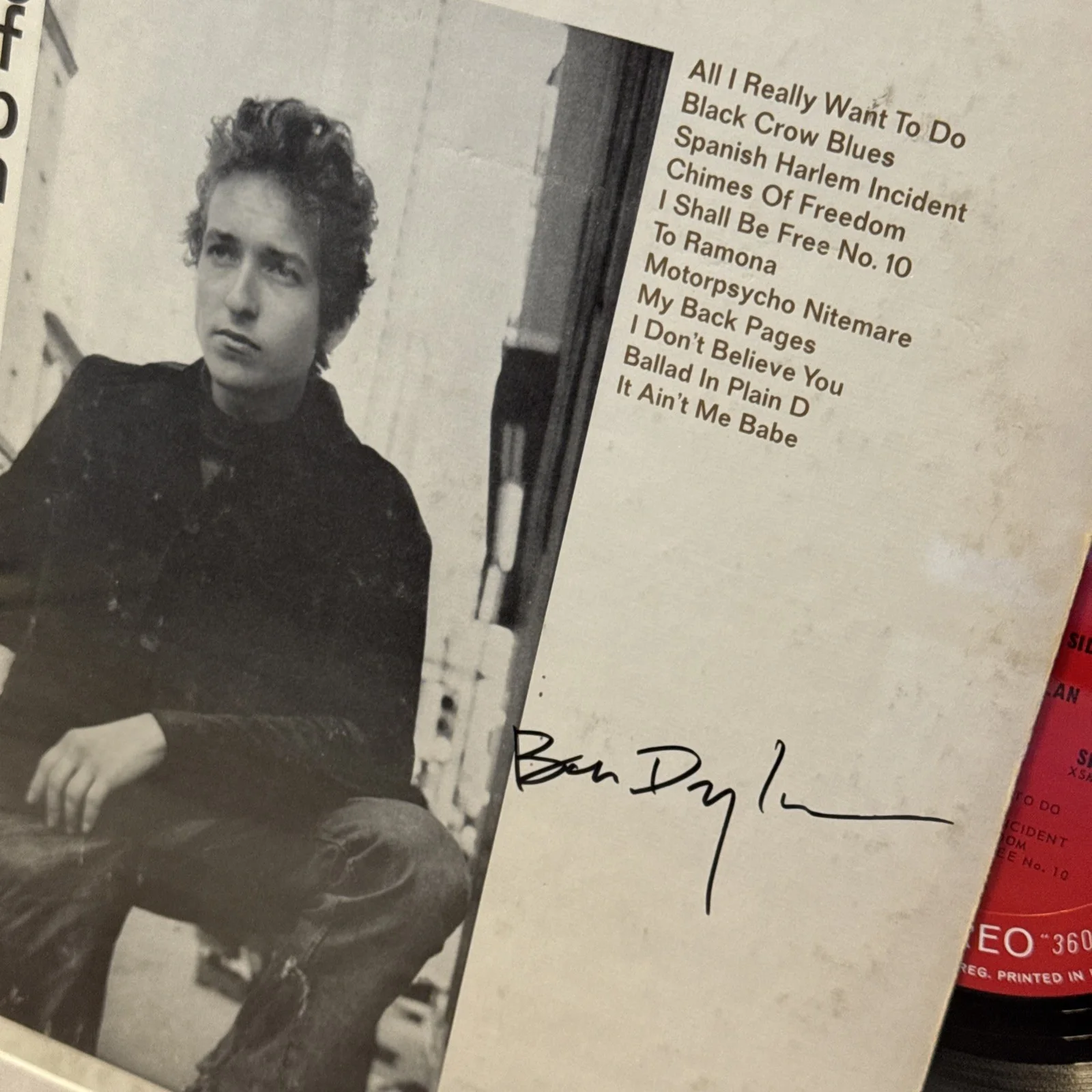 Autographed Framed Bob Dylan LP Display with COA Another Side Of Bob Dylan, image 3