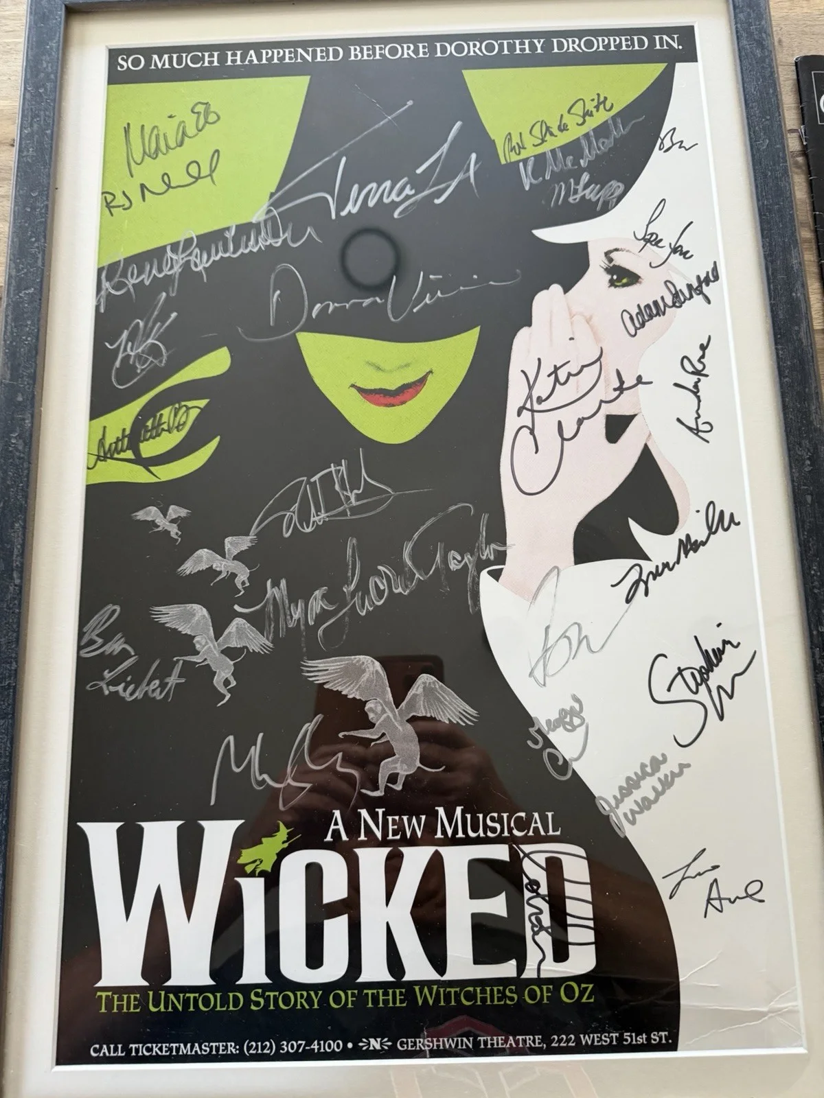 Wicked Broadway Cast Signed Framed Poster, image 2
