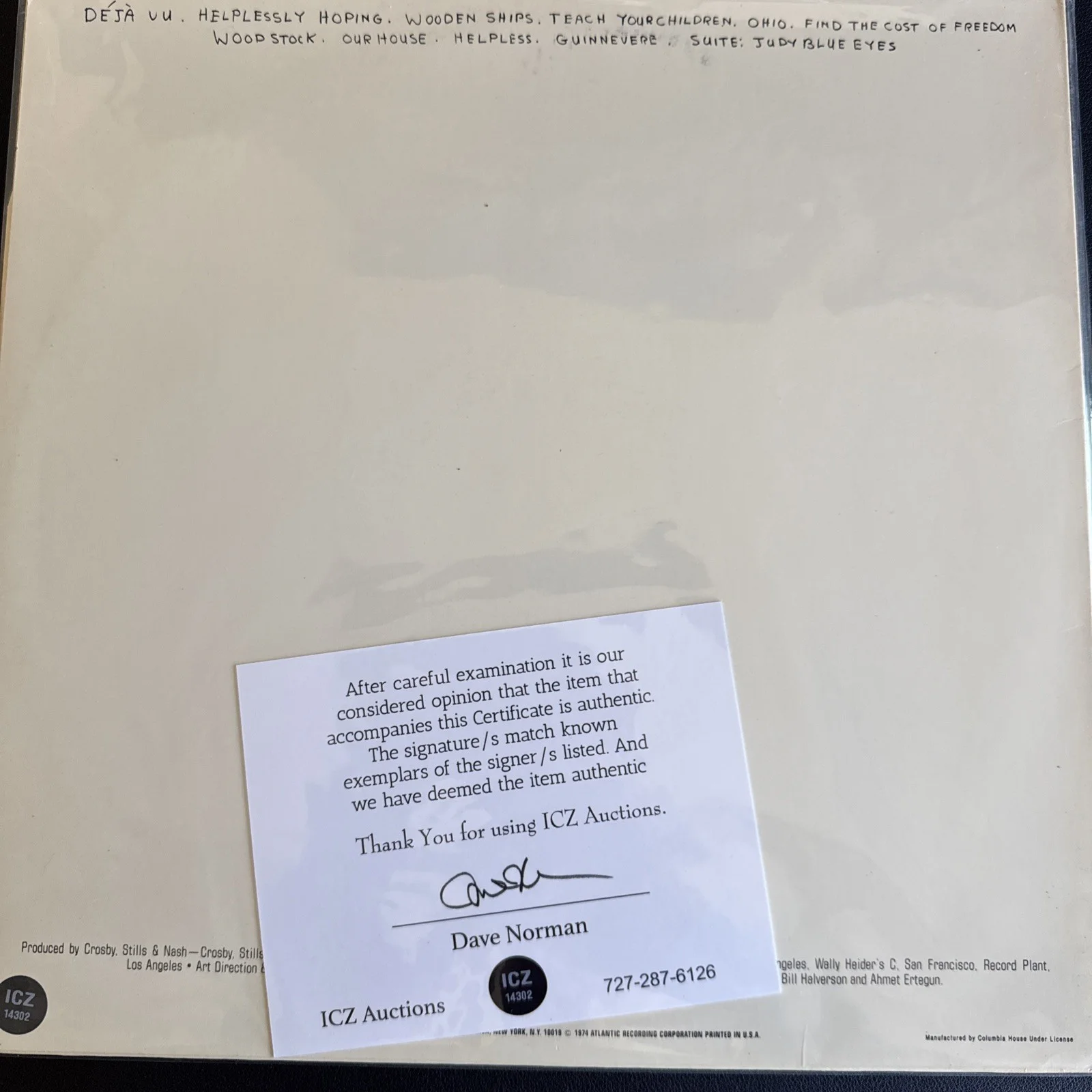 Crosby Stills Nash & Young So Far Autographed Vinyl LP With COA. EXTREMELY RARE, изображение 2