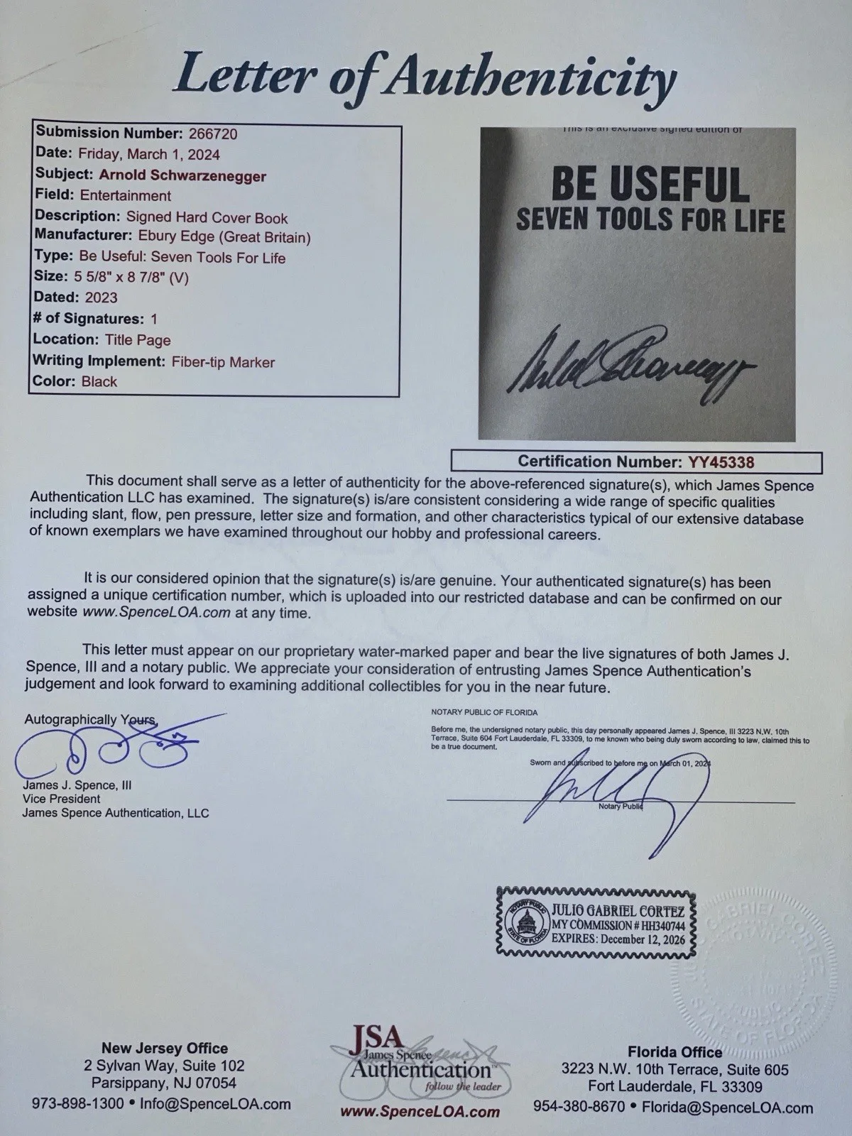 Arnold Schwarzenegger Signed Be Useful Hard Cover Book JSA LOA Actor Gov G2U, изображение 3
