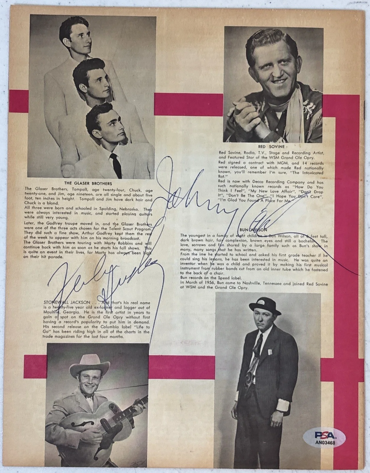 JOHNNY CASH Double SIGNED Parade of Stars Souvenir Scrapbook (1950s) PSA DNA COA, изображение 4