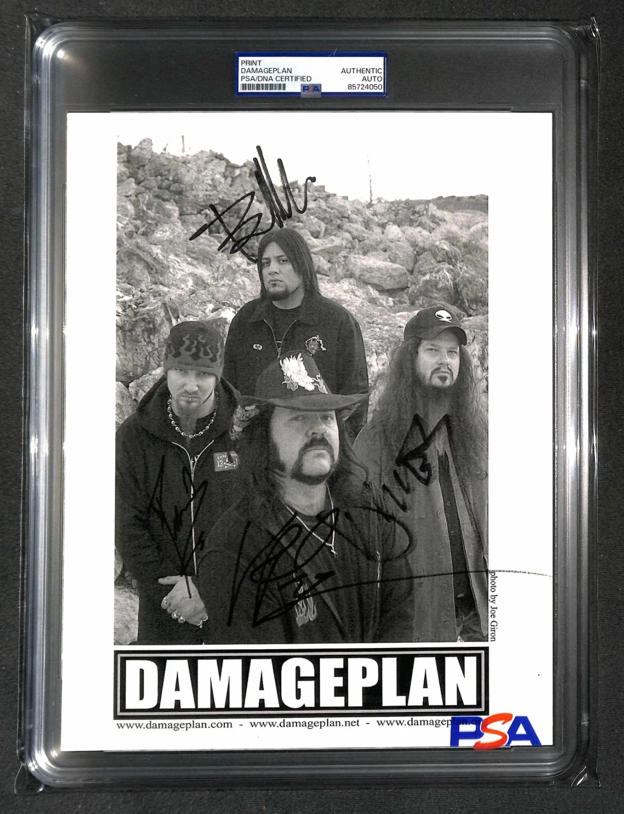 Signed Damageplan Band all 4 w/Dimebag Darrell Pantera Autographed 8x10 Auto PSA, image 2