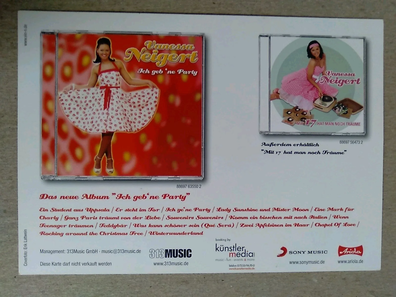 Vanessa Neigert German Singer Autographed 6x4 Flyer Signed, image 3