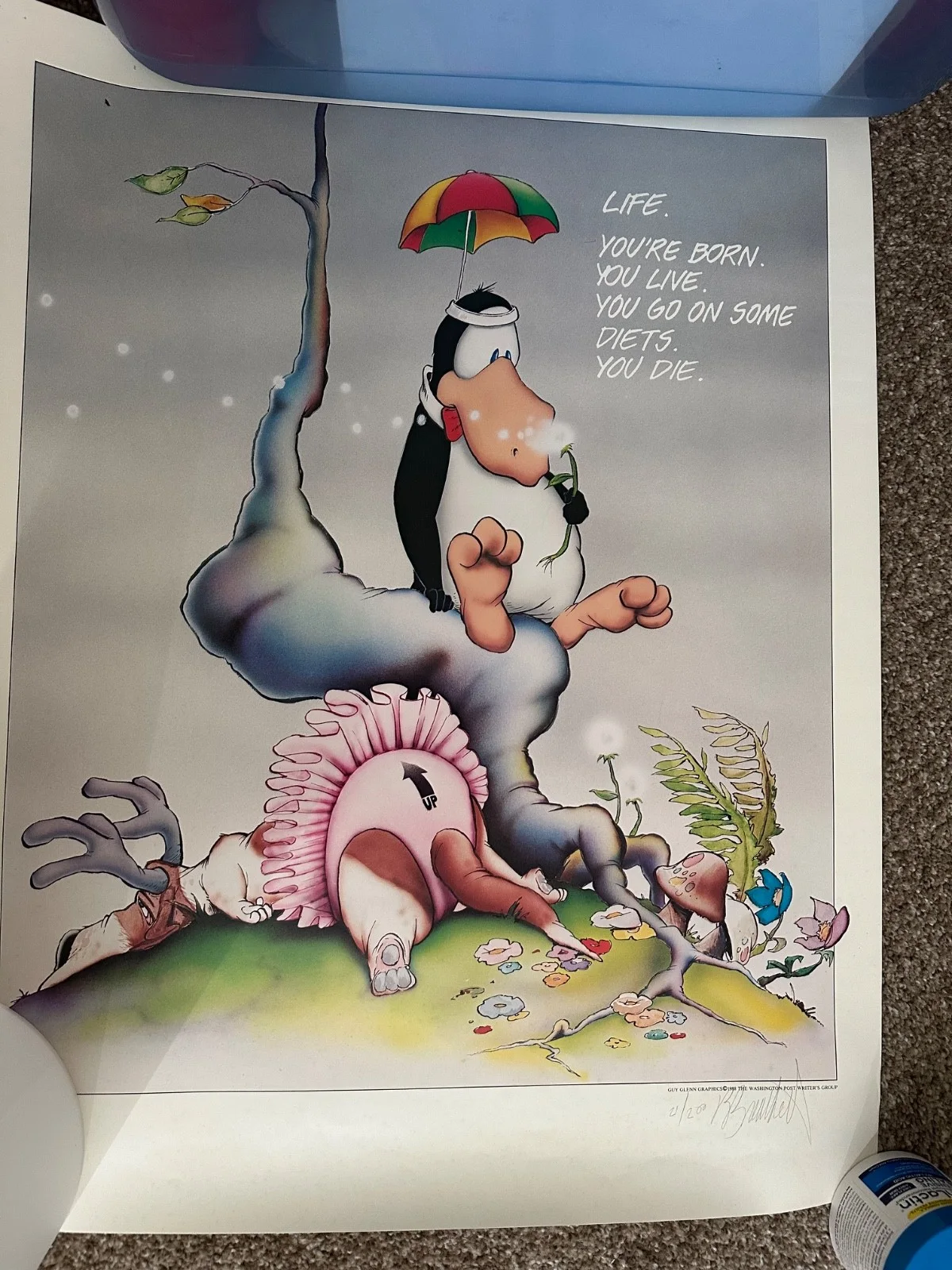 Berkeley Breathed — Opus Vintage Diet Bloom County Poster Berkely Breathed signed 21/200, изображение 2