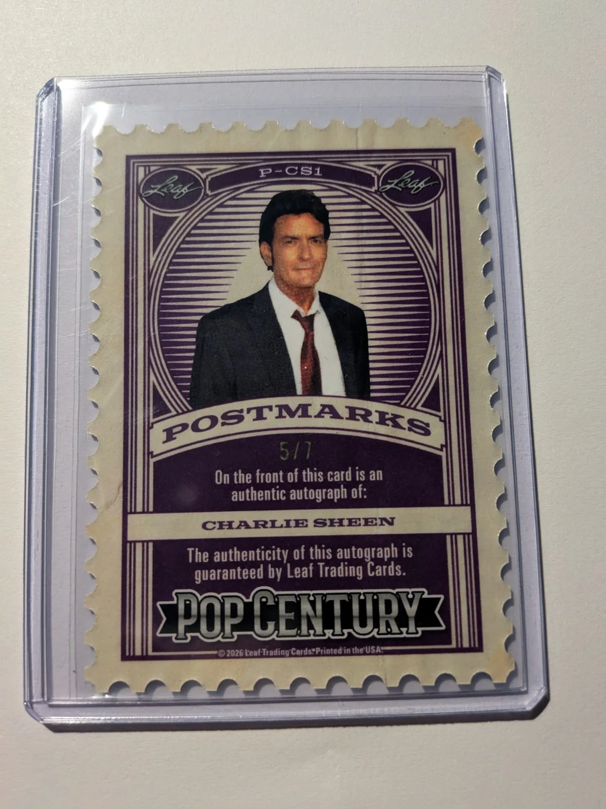 Charlie Sheen — CHARLIE SHEEN AUTO 2026 LEAF METAL POP CENTURY Postmarks Major League + # 5/7, image 2