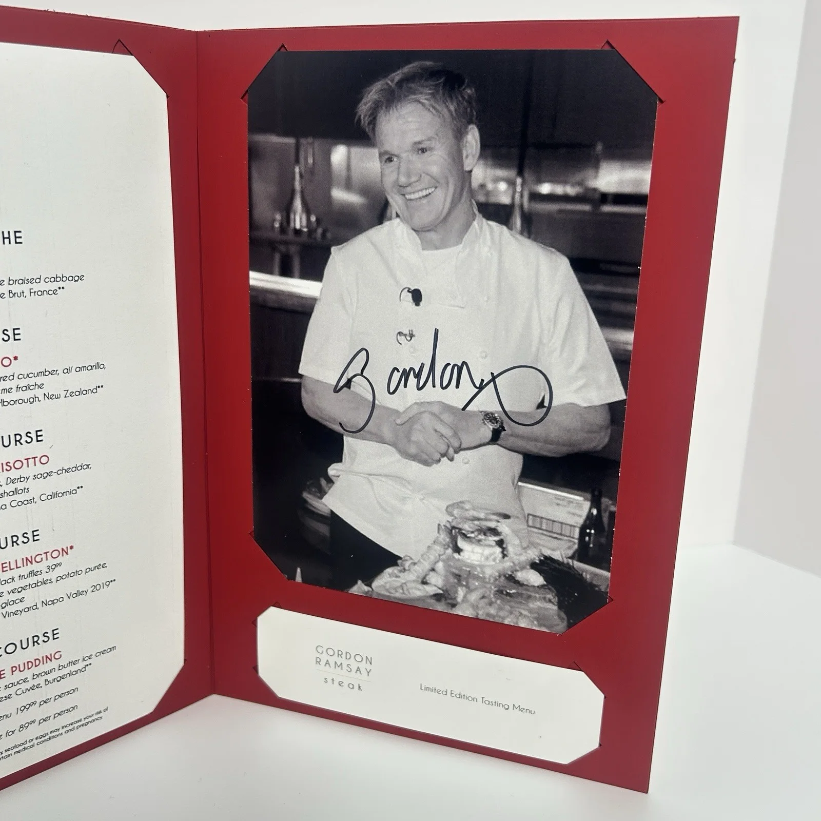 Gordon Ramsay Hand Signed Autograph Photo + Steak Restaurant Tasting Menu, image 2