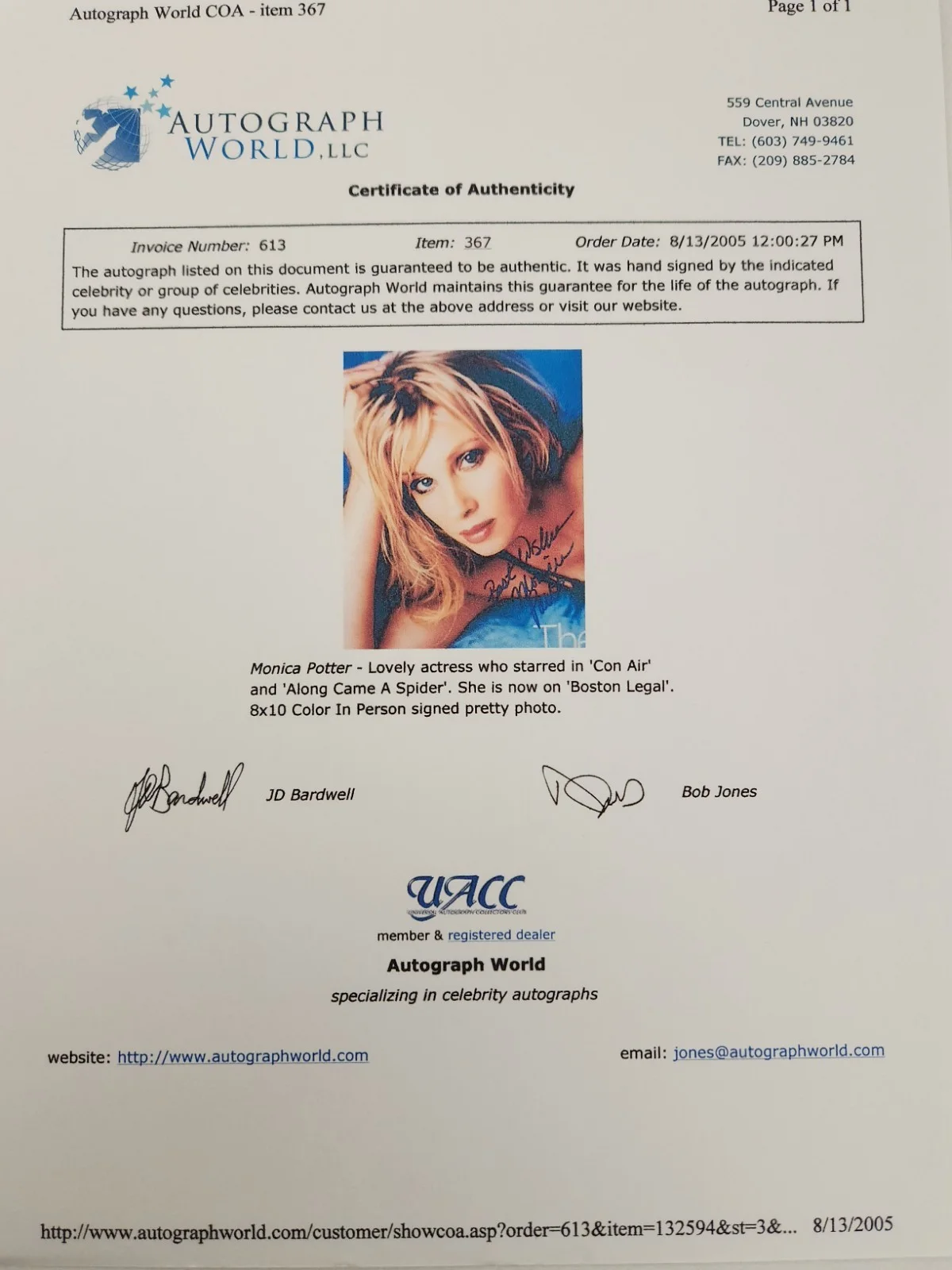 Monica Portter Signed Autographed 8x10" Photograph AW COA Con Air Sexy Portrait, изображение 4