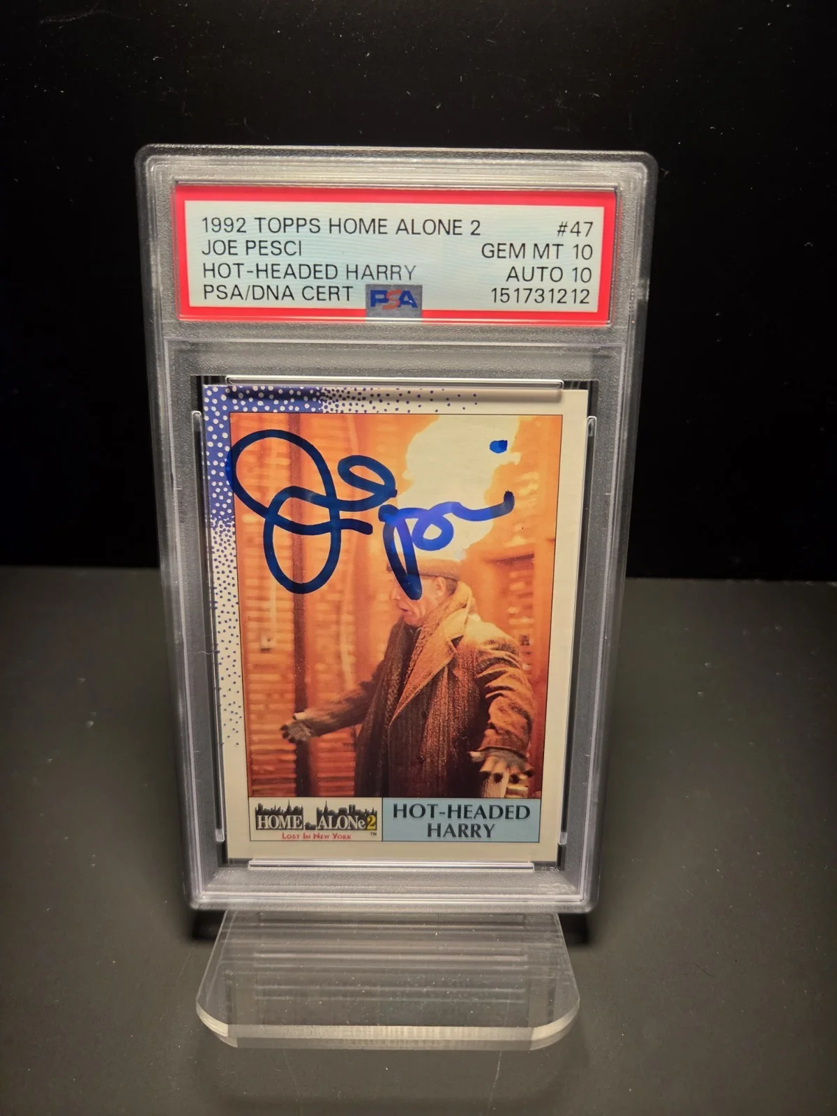 Joe Pesci — 1992 Joe Pesci Rookie Card Topps Home Alone 2 Set Card #47 PSA/DNA 10/10 Auto, изображение 2