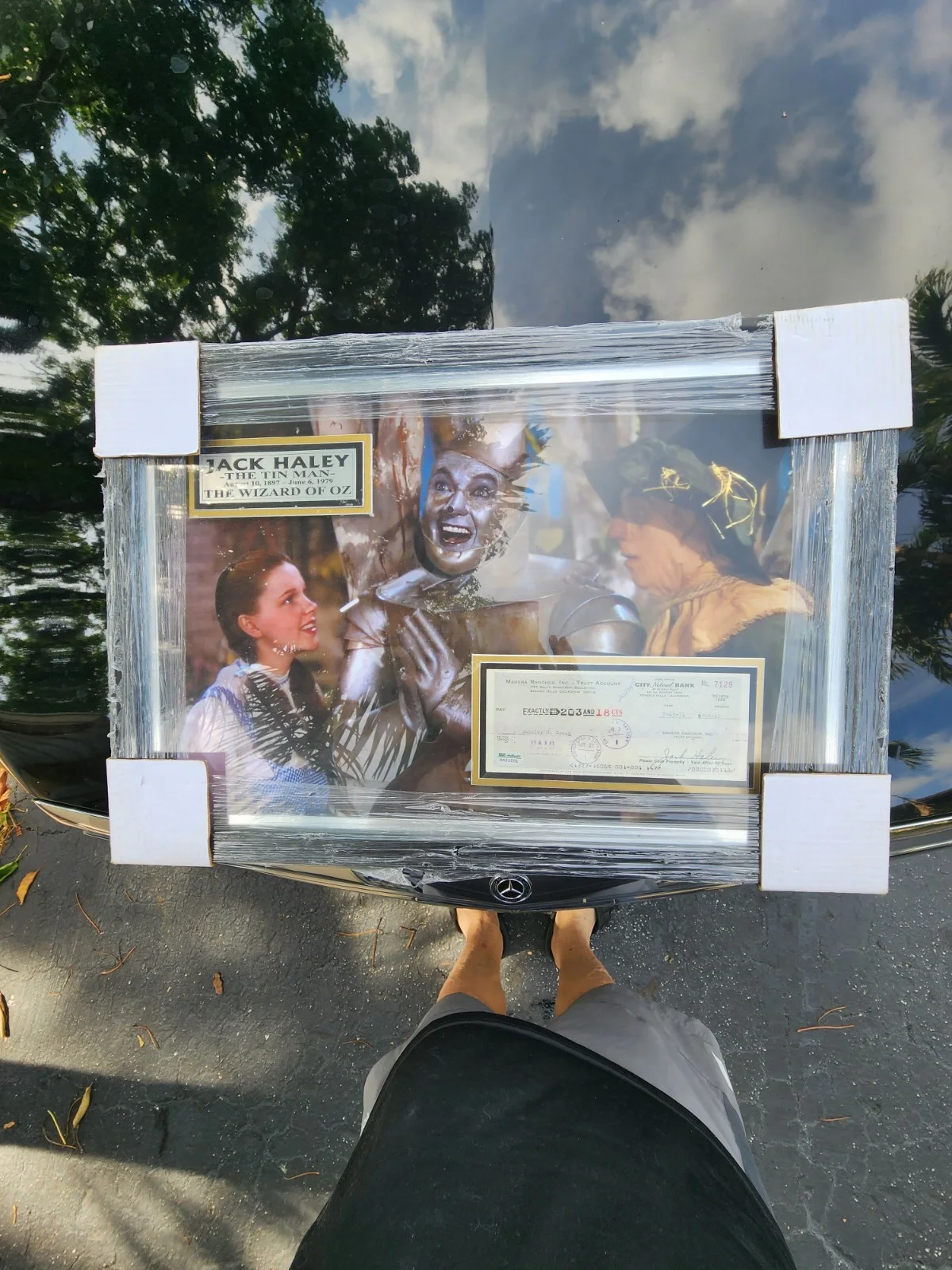 Jack Haley — The Wizard of Oz Tin Man and Hickory Jack Haley Signed Check with Photo Framed
