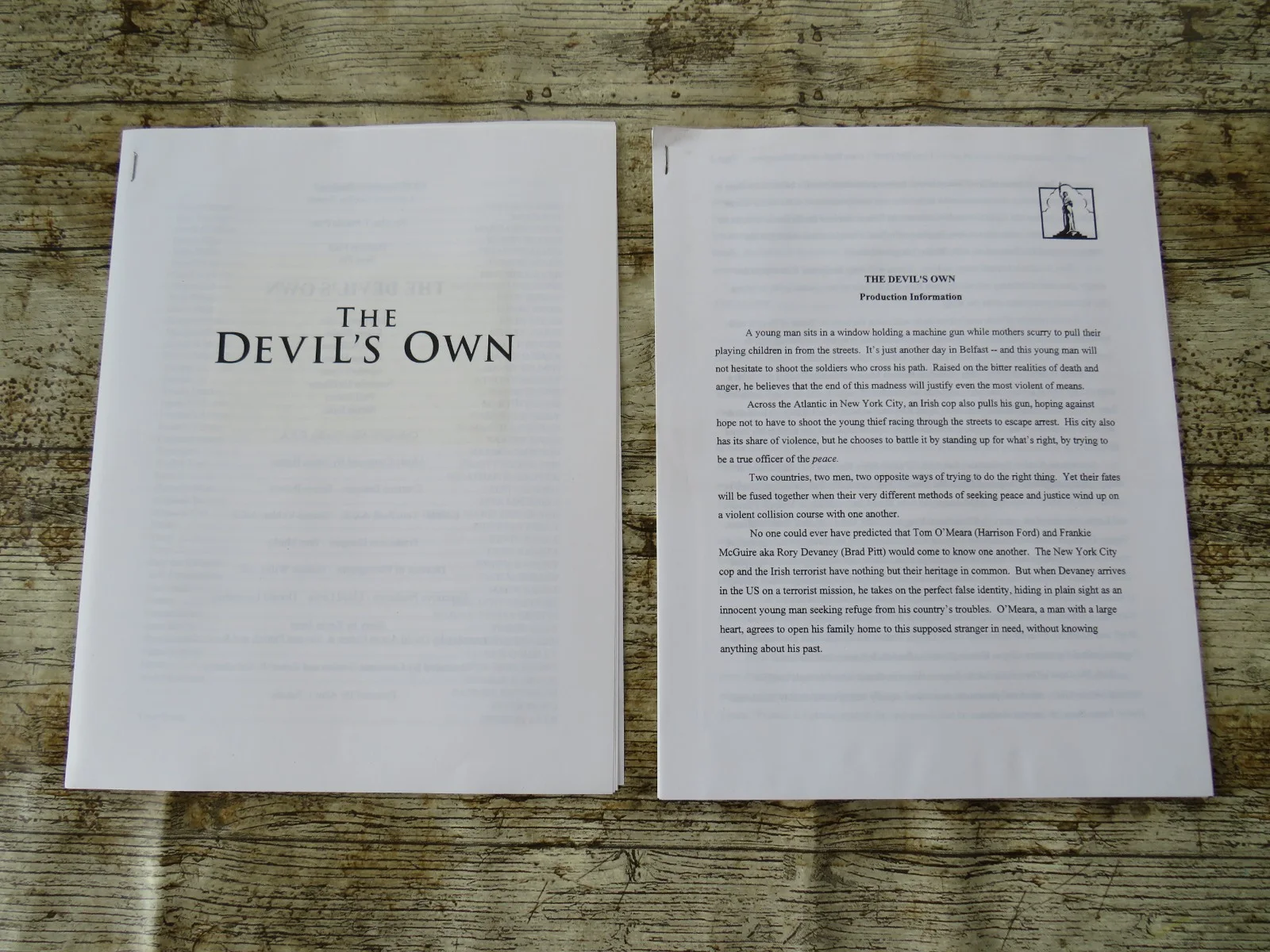 THE DEVIL'S OWN ORIGINAL 1997 CINEMA FILM PRESS KIT Harrison Ford 6 PHOTOS, изображение 3