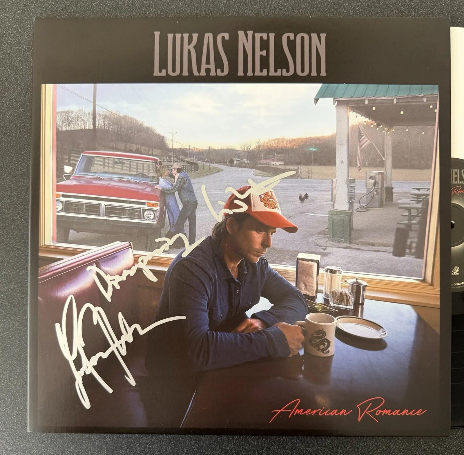 LUKAS NELSON SIGNED AMERICAN ROMANCE VINYL LP +DISSAPEARING LIGHT INSC PROOF JSA, image 3