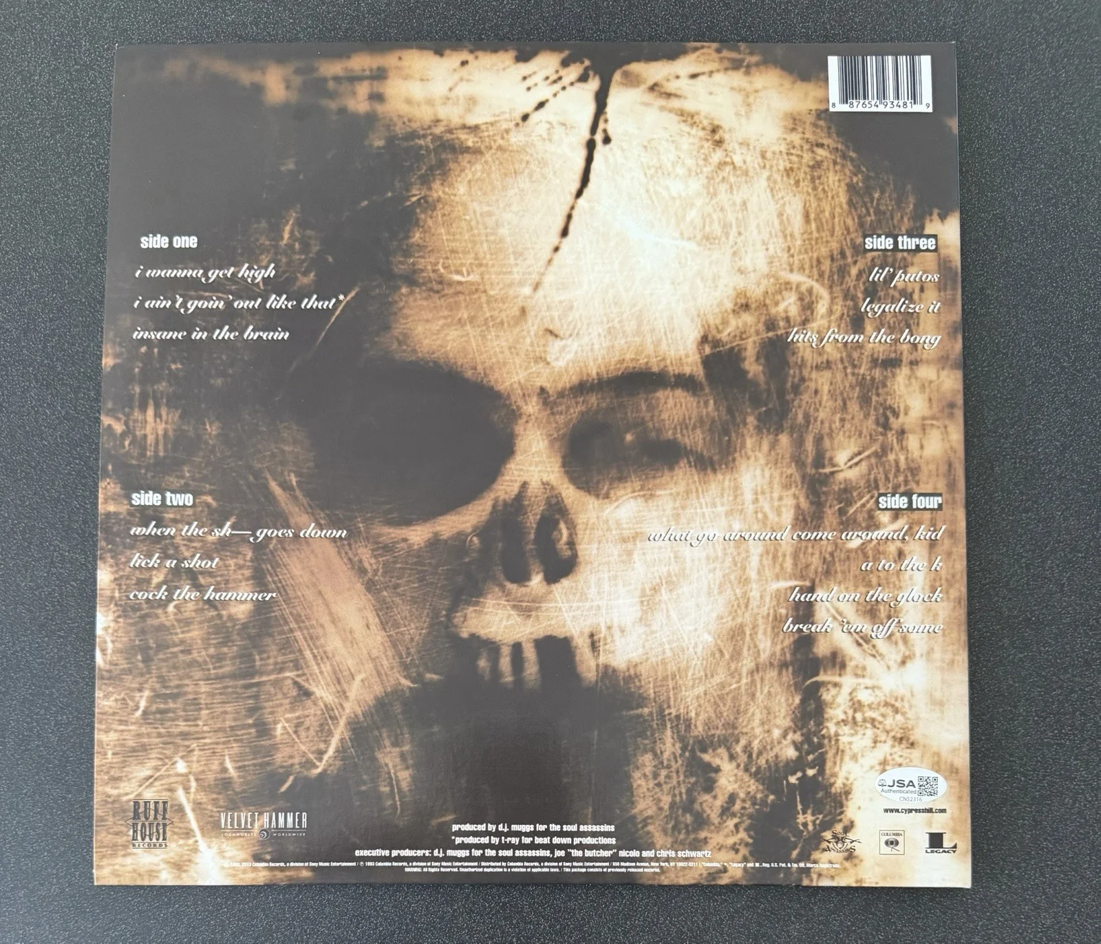 B-REAL, SEN DOG & ERIC BOBO SIGNED CYPRESS HILL ‘BLACK SUNDAY’ VINYL LP JSA COA, изображение 3