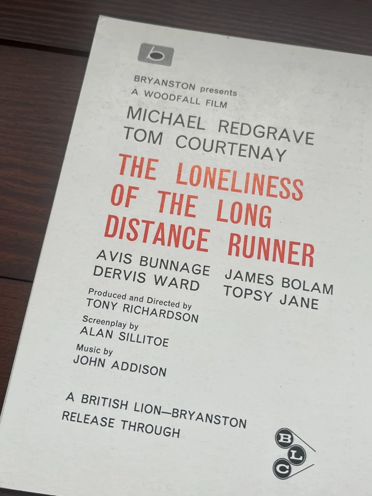 Rare 'The Loneliness of the Long Distance Runner,' Tom Courtenay Press Card/Pack, изображение 3