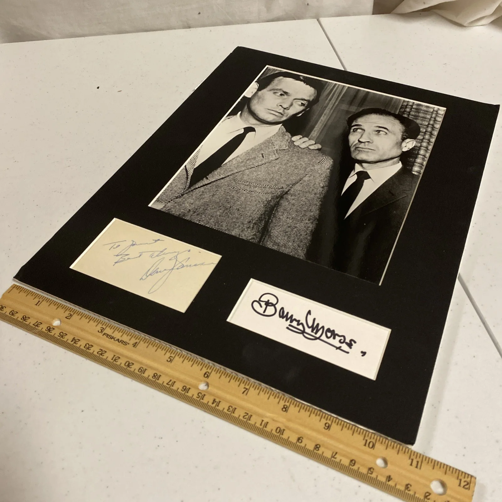 David Janssen, Barry Morse — THE FUGITIVE TV SHOW Cast Autograph Display SIGNED DAVID JANSSEN BARRY MORSE COA, изображение 5