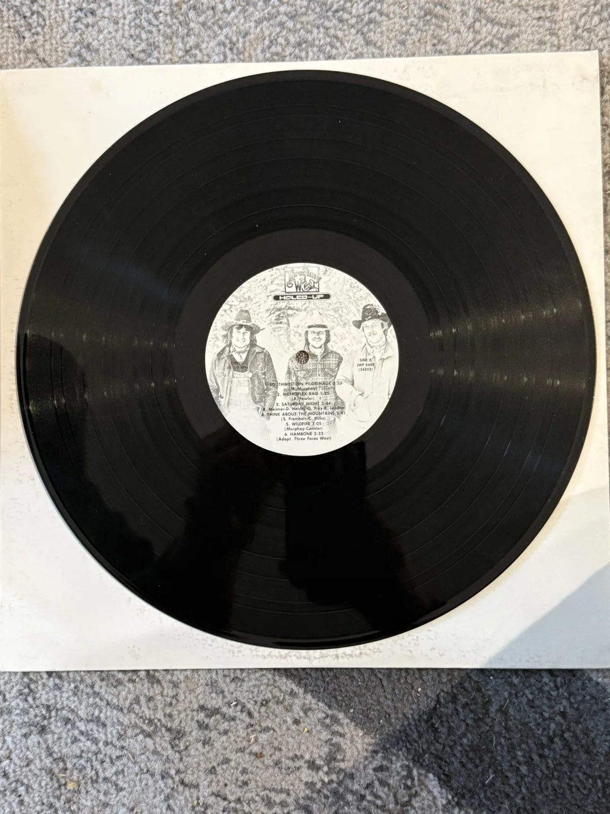 THREE FACES WEST – HOLED UP AUTOGRAPHED LP RARE FULL BAND SIGNED COPY VG+/VG+, image 4