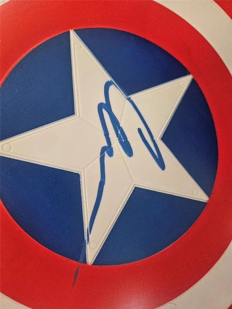 CHRIS EVANS — CHRIS EVANS HAND SIGNED CAPTAIN AMERICA AVENGERS AUTOGRAPHED SHEILD MARVEL COA, image 2