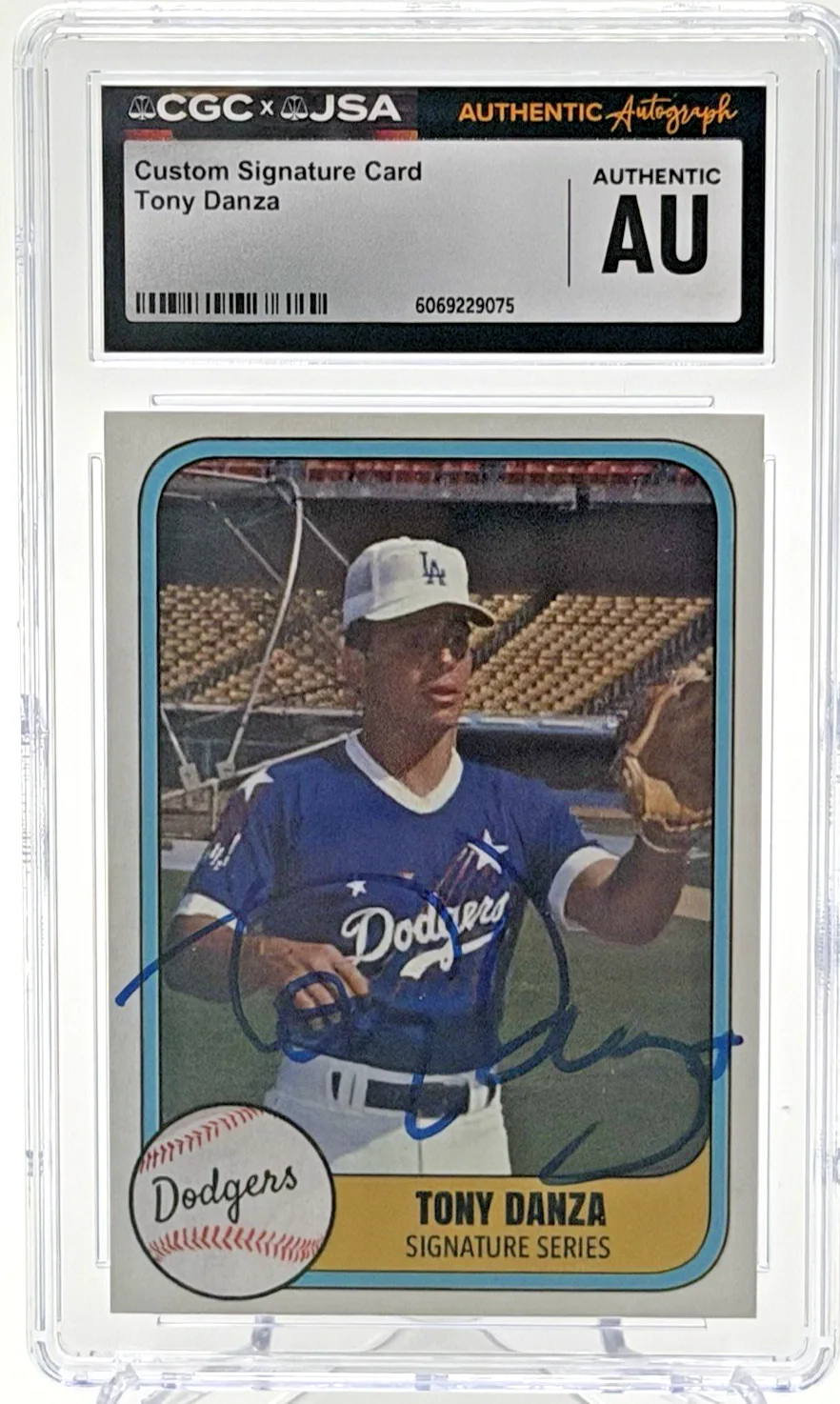 Tont Danza — Tony Danza Signed Dodgers Custom Card CGC x JSA Certified Auto Authentic Slabbed, image 2