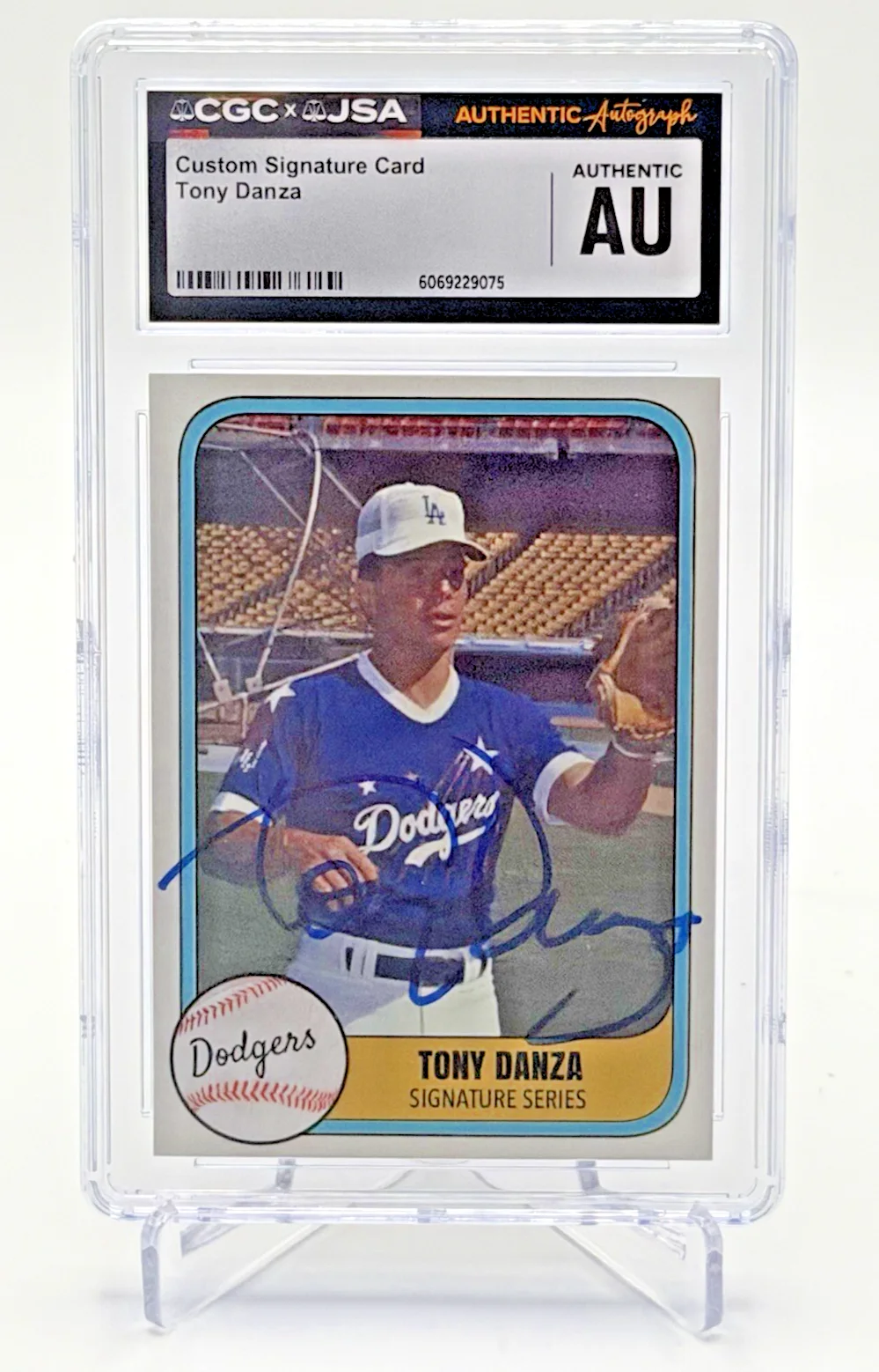 Tont Danza — Tony Danza Signed Dodgers Custom Card CGC x JSA Certified Auto Authentic Slabbed, image 3