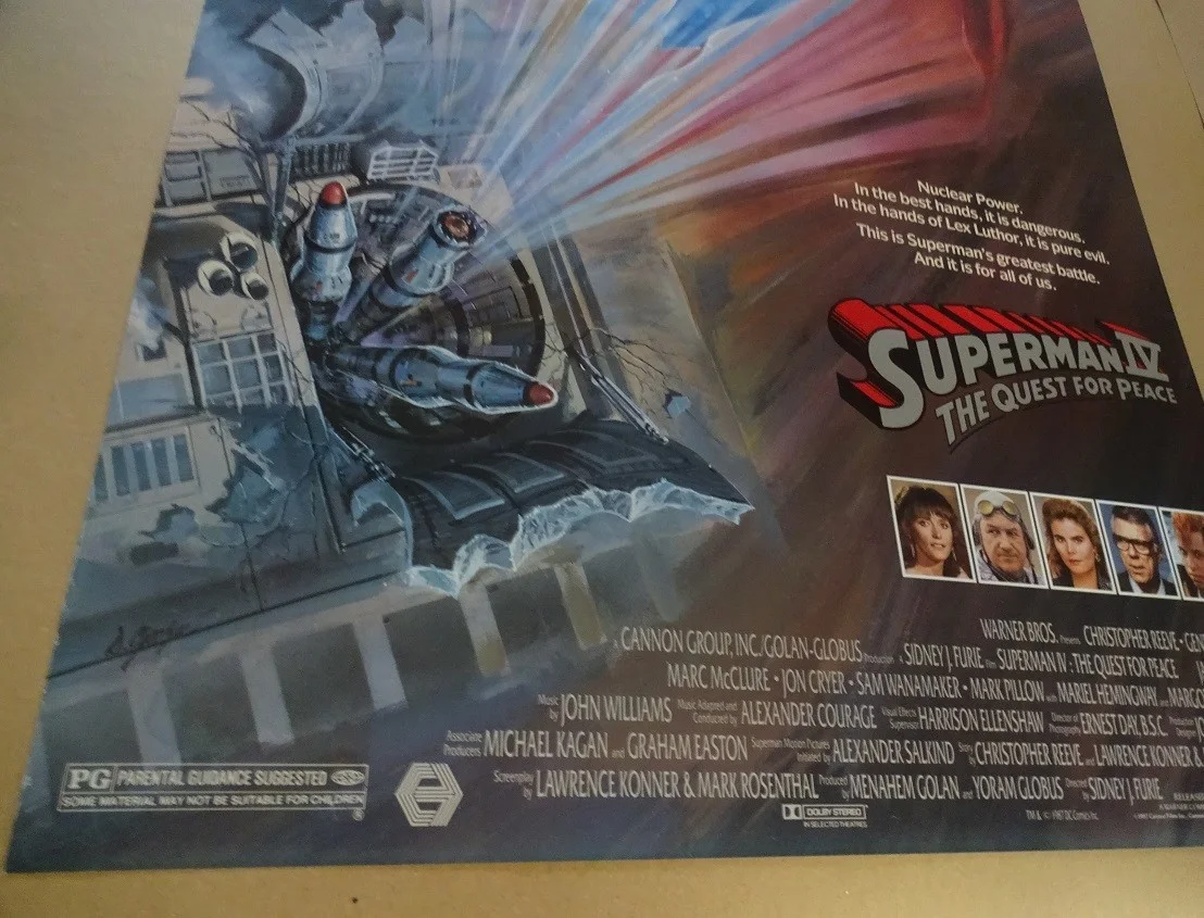 Superman IV: The Quest for Peace Original 1987. 1 Sheet Movie Poster 40"x27", изображение 4