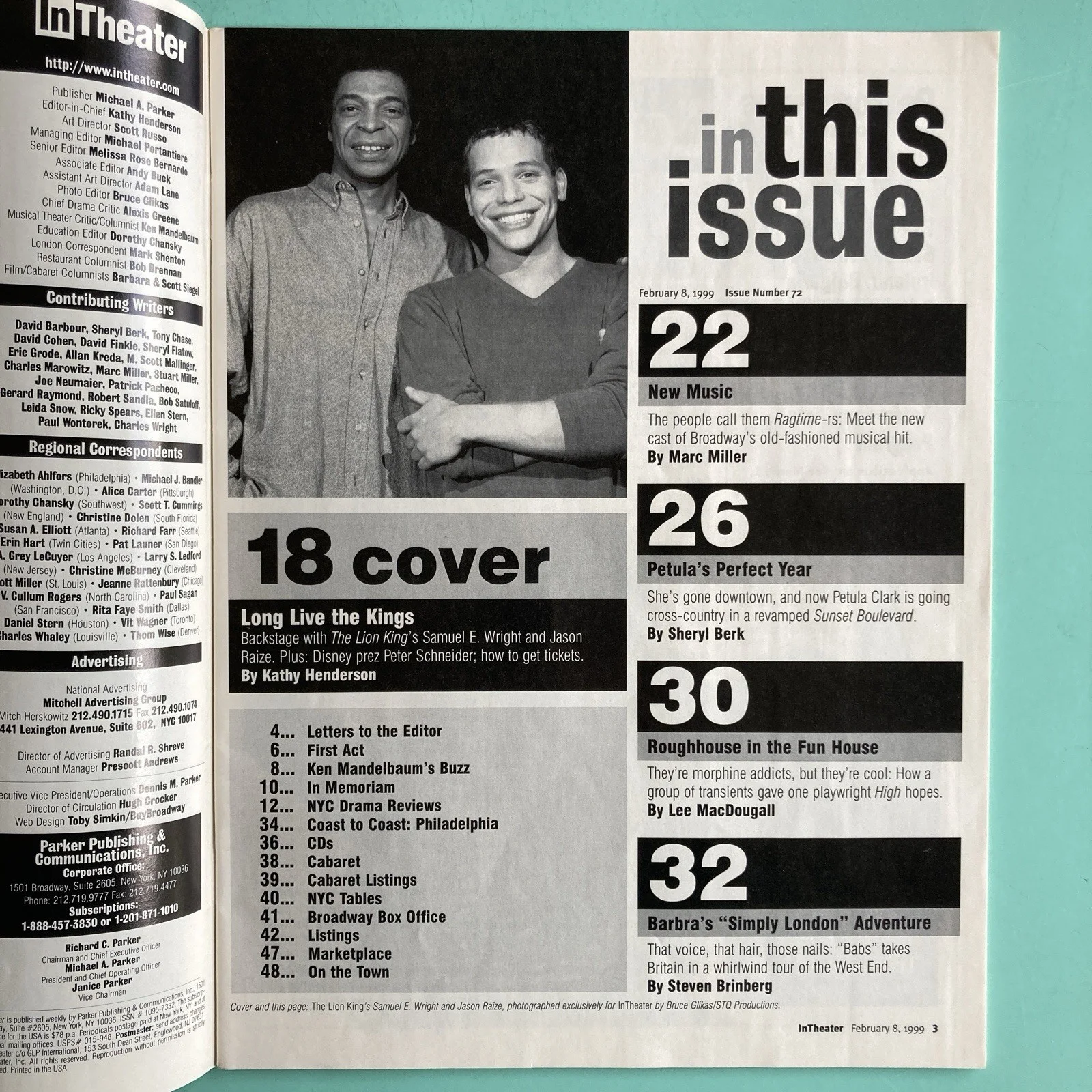 Alton Fitzgerald White Donna Bullock Ragtime Signed In Theater Magazine Feb 1999, изображение 2