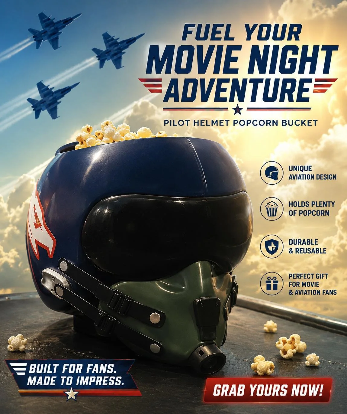 Top Gun 40th Anniversary 130oz Maverick Helmet Popcorn Bucket IN HAND NEW, изображение 2