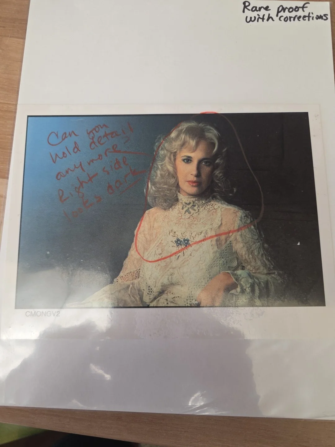 Tammy Wynette Rare Proof Photo Correction Request, image 2