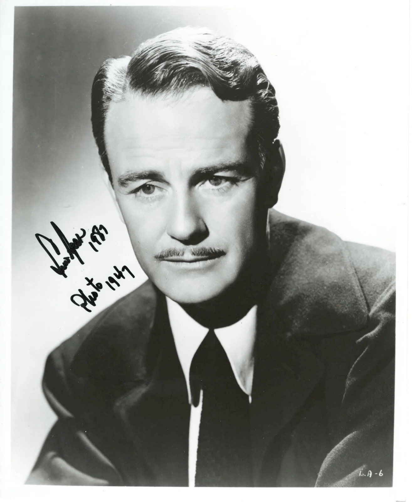Lew Ayres — Lew Ayres. All Quiet on Western Front. 8x10 signed photo. 1987. COA