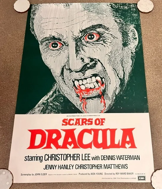 Scars of Dracula ORIG EMI Hammer 1970 Promo Film Poster +COA Christopher Lee, изображение 2