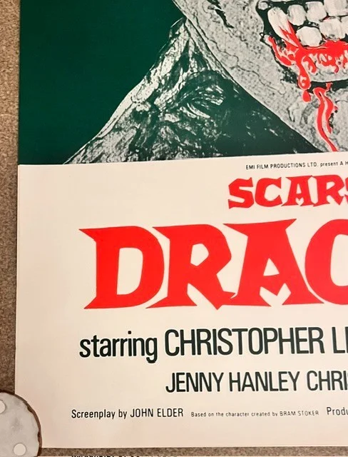 Scars of Dracula ORIG EMI Hammer 1970 Promo Film Poster +COA Christopher Lee, изображение 3