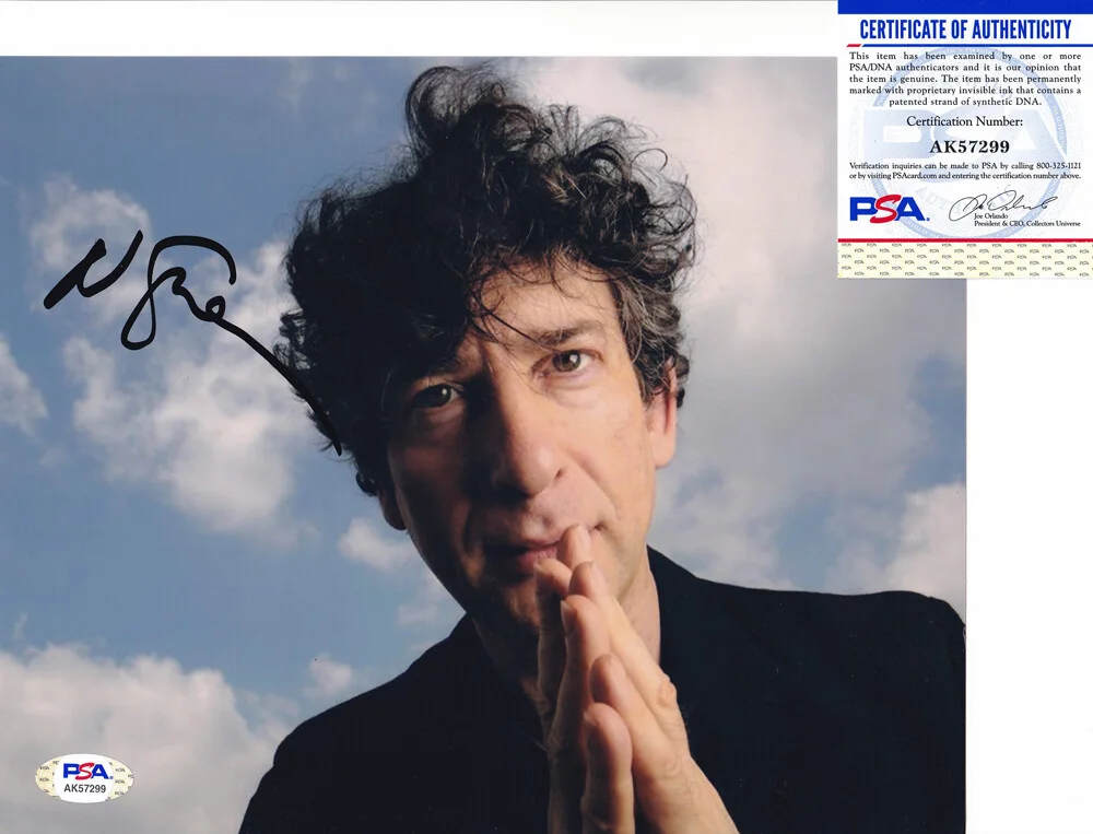 Neil Gaiman — Neil Gaiman Sandman Coraline Author Signed Autograph 8x10 Photo PSA/DNA COA #5