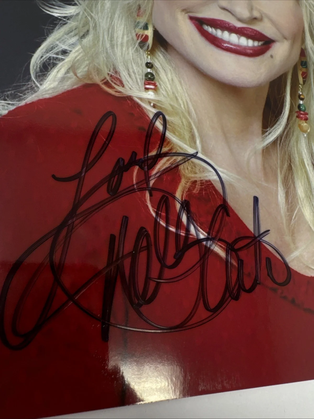 DOLLY PARTON Autographed 8.5 x 11 Hand Signed Photo COA Red outfit Headshot, изображение 2