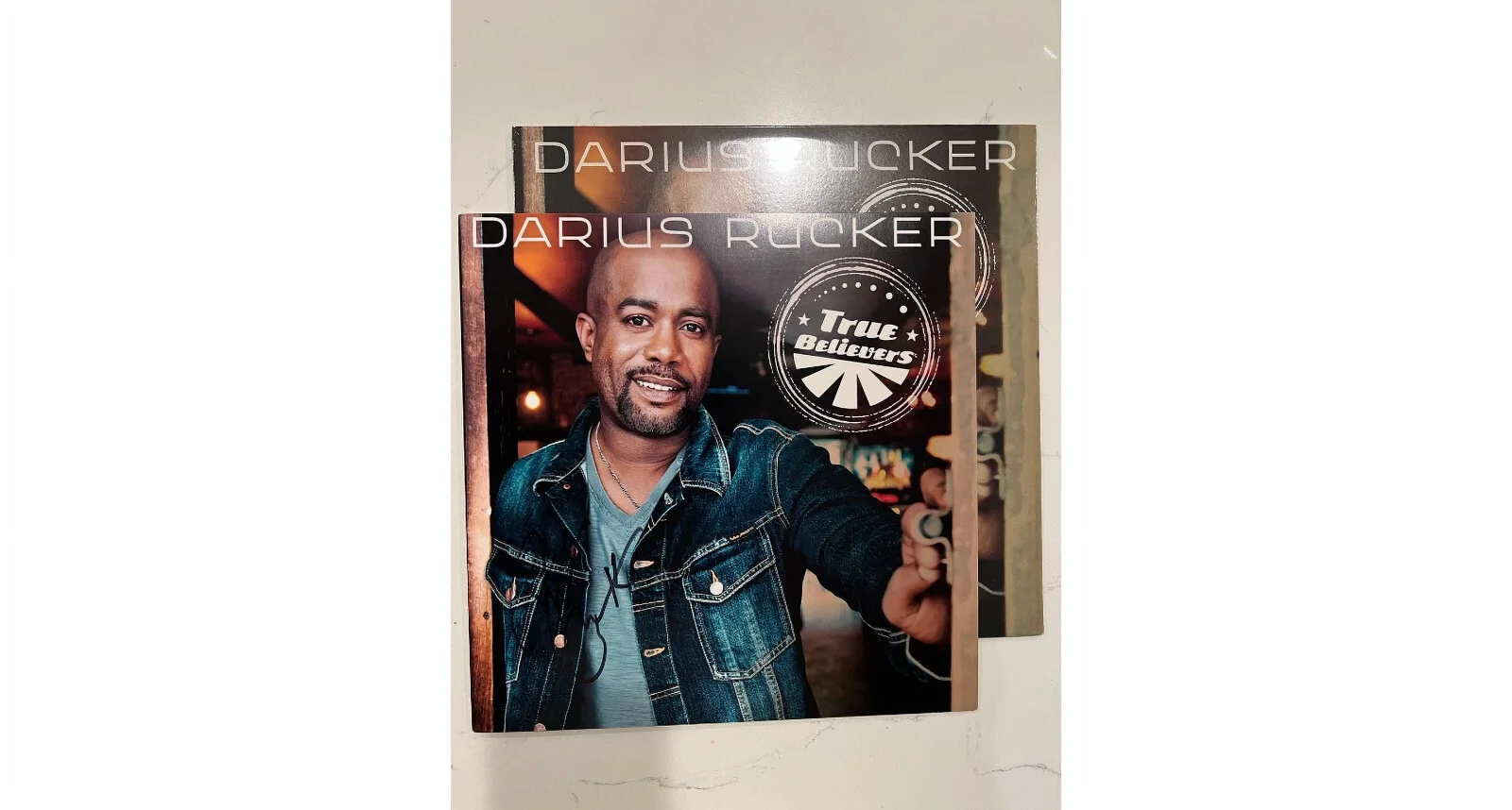 Darius Rucker Signed Autograph Record Album Promo Photo True Believers w/LP, image 2