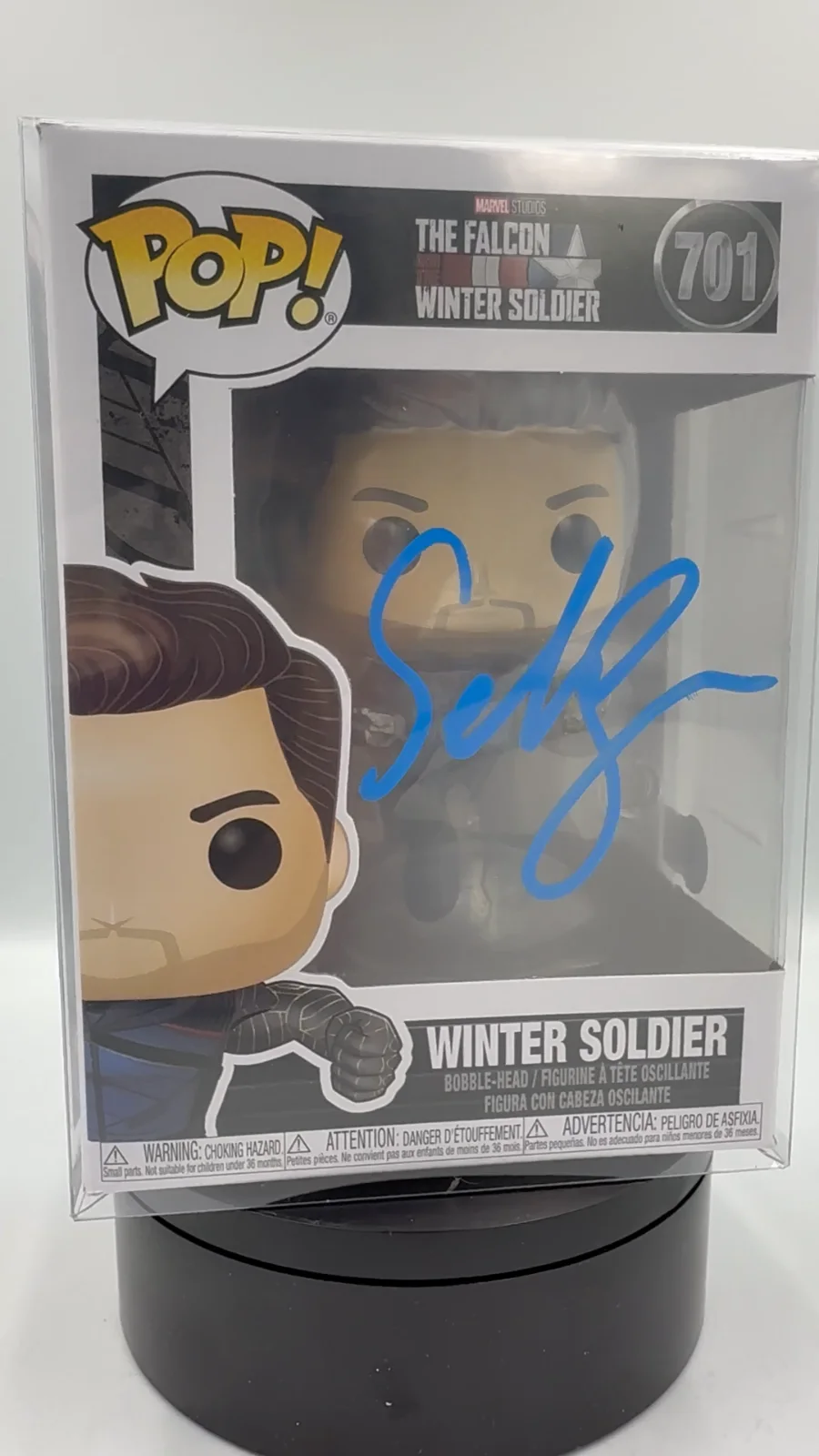 Sebastian Stan — Sebastian Stan Signed Funko Pop #701 Winter Soldier Marvel BAS Beckett Auth COA, image 2