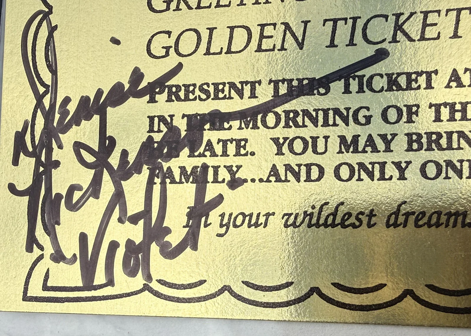 SIGNED Gene Wilder AND all 5 kids Willy Wonka & the Chocolate Factory ticket ACG, изображение 2