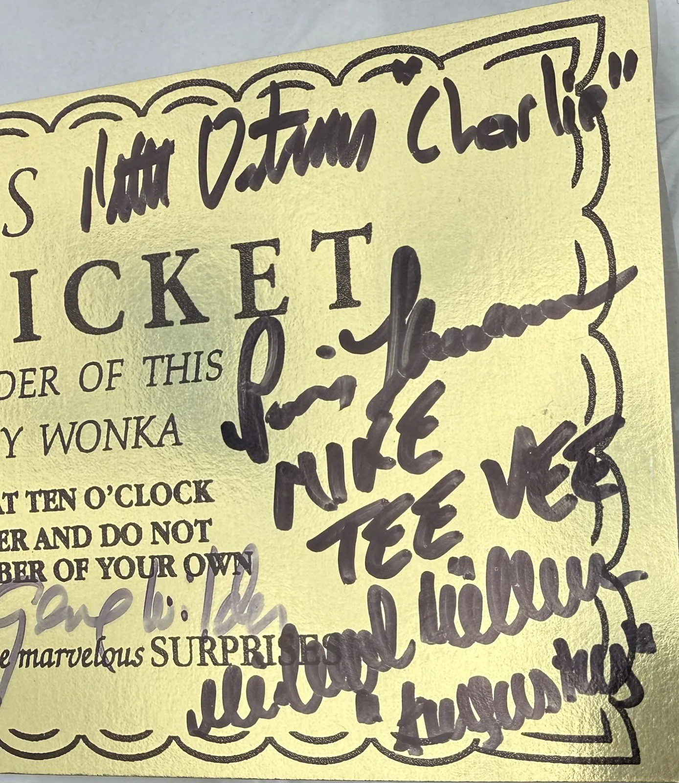 SIGNED Gene Wilder AND all 5 kids Willy Wonka & the Chocolate Factory ticket ACG, изображение 4