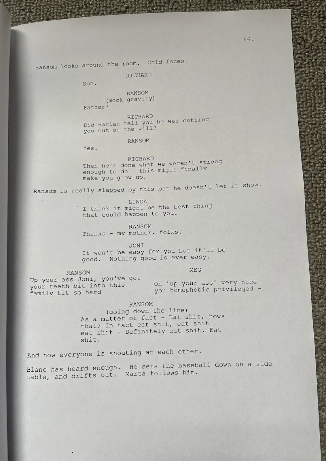 Knives Out Film Script. Jamie Lee Curtis, Daniel Craig., image 2