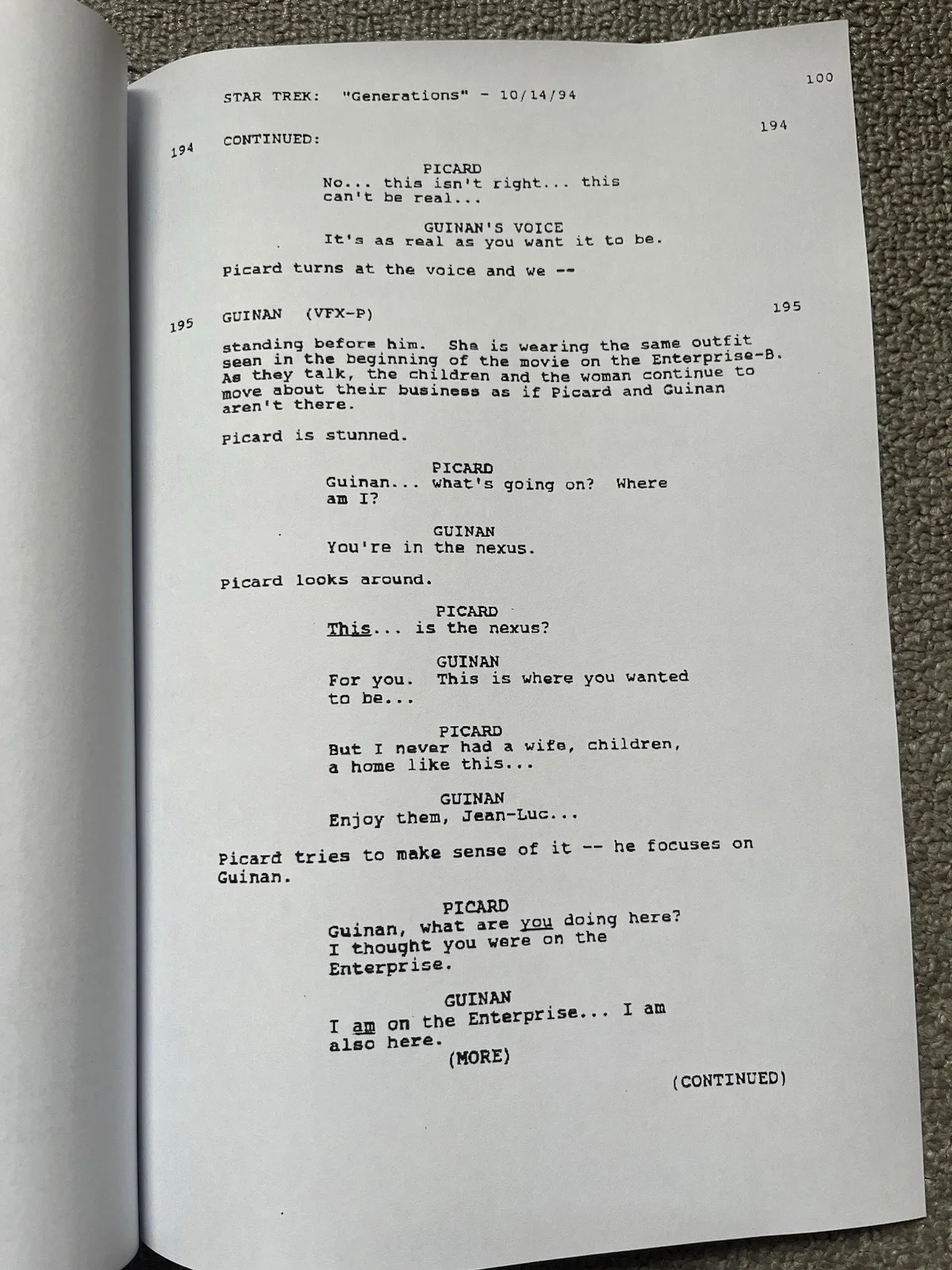 Star Trek Generations Film Script. William Shatner, Patrick Stewart., image 2