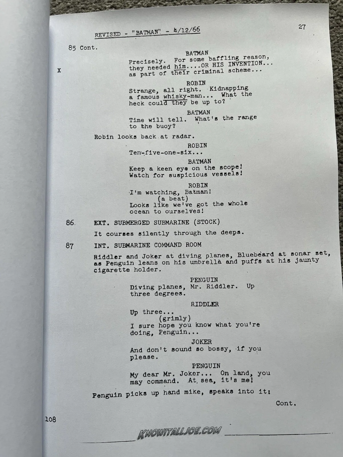 Batman (1966) Film Script. Adam West, Burt Ward, Cesar Romero, Lee Meriwether., image 2