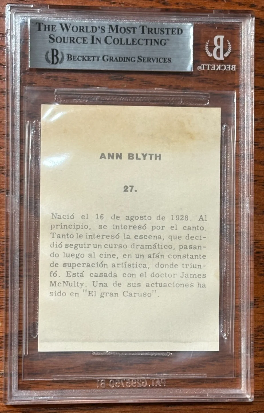 ANN BLYTH — RARE BECKETT BAS AUTHENTIC AUTO AUTOGRAPH ANN BLYTH ON 1950'S SPANISH MOVIE CARD, image 3