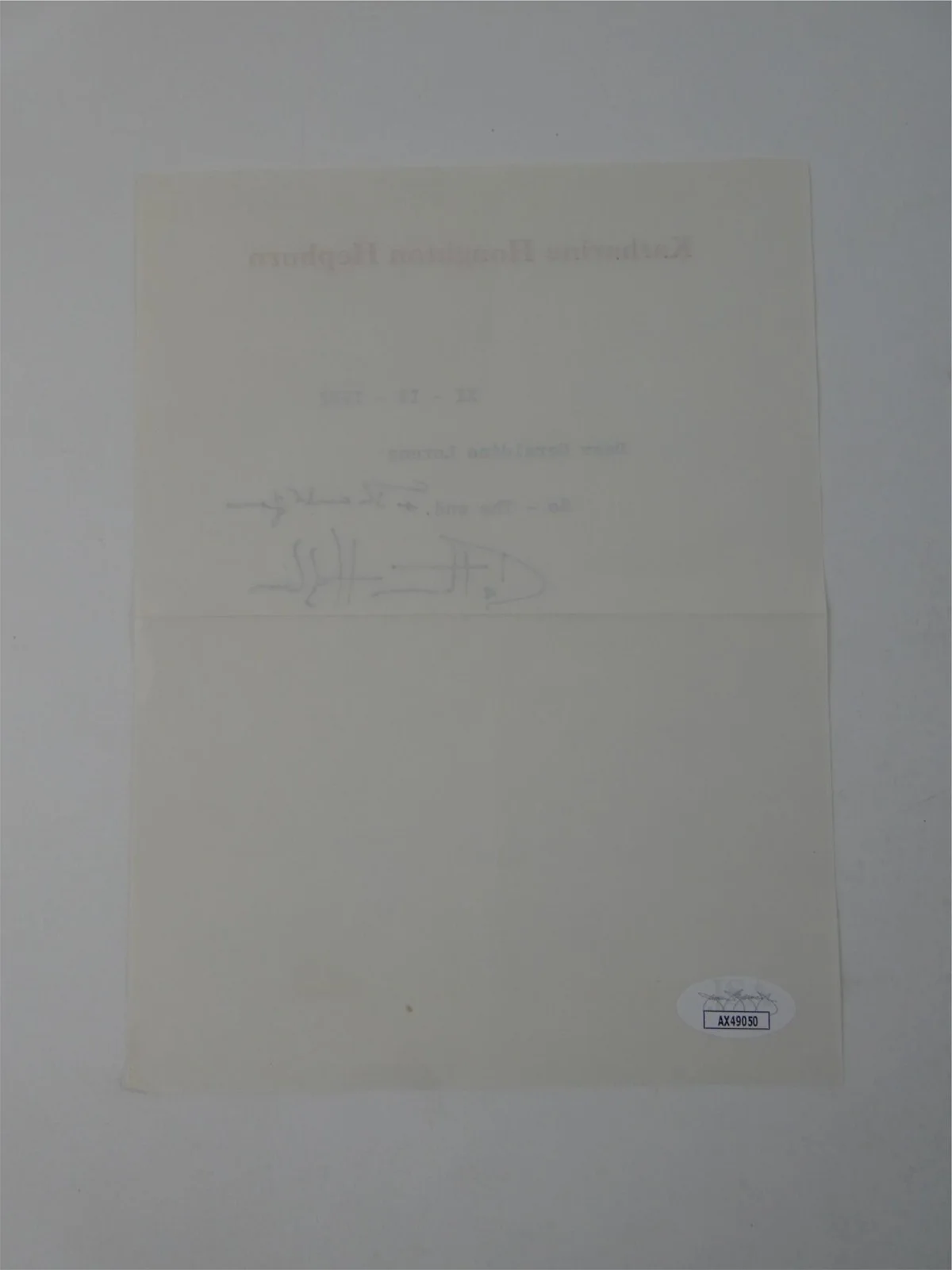 Katherine Hepburn — Katharine Hepburn Signed Typed Letter TLS Autographed 6x8 w/ Envelope, JSA COA, image 4
