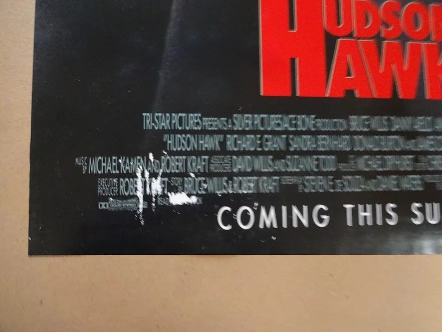 Hudson Hawk Original 1991 Double Sided Movie Poster 40" x 27" Bruce Willis, изображение 3