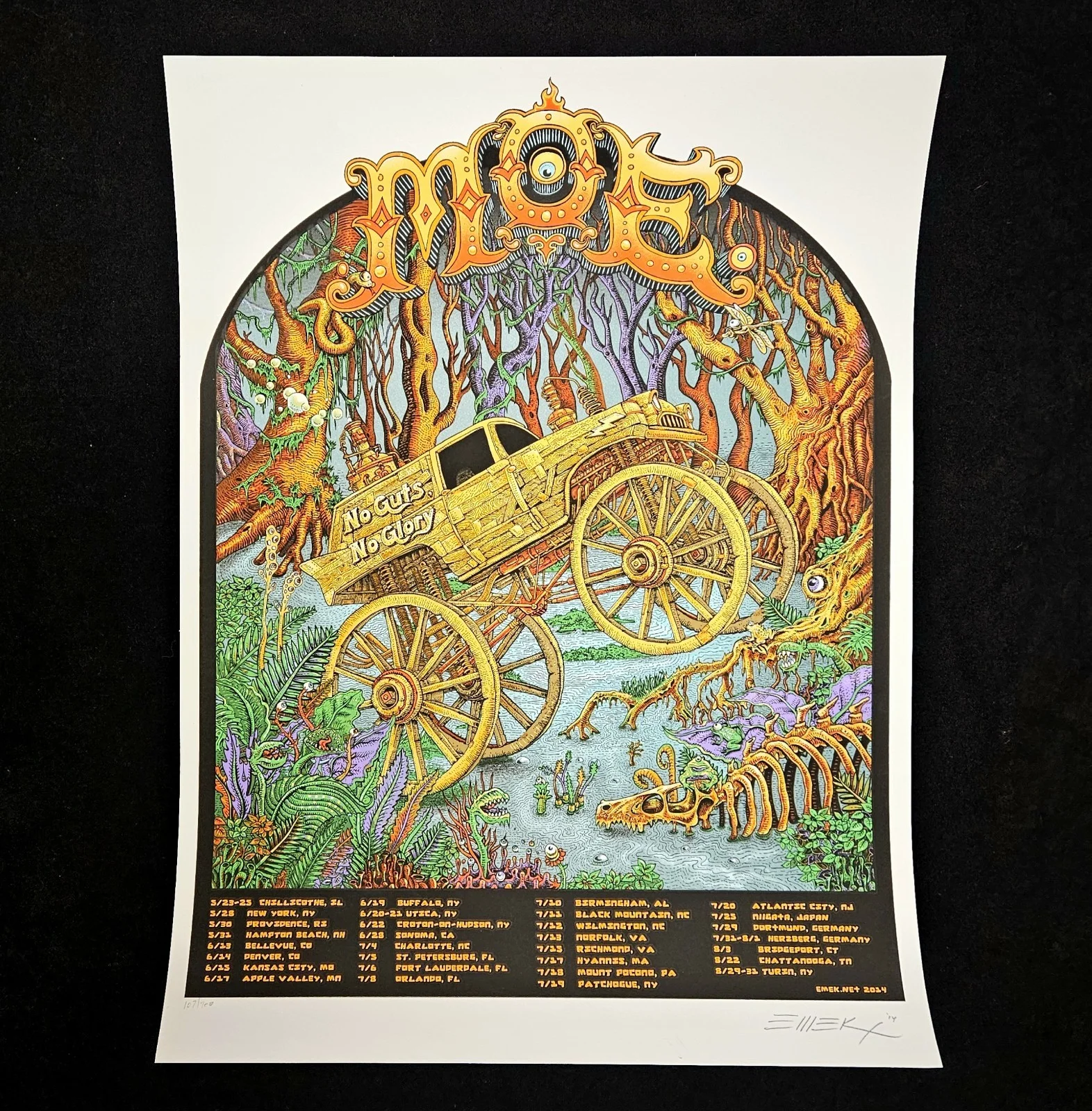 107/700 Signed LE MOE NO GUTS GLORY 2014 Silkscreen Concert EMEK Poster Truck, image 2