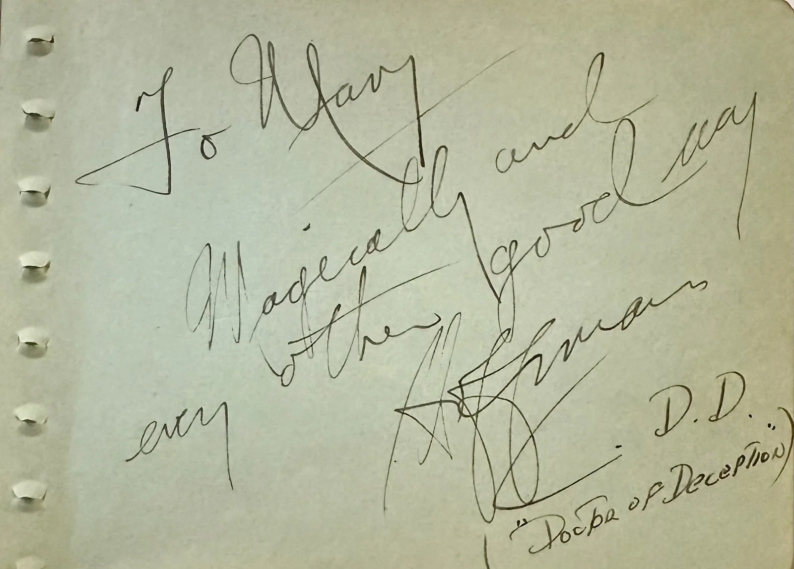 Charles Hoffman — CHARLES HOFFMAN Signed Autographed 4x5 ALBUM PAGE "Doctor of Deception" MAGICIAN, изображение 3
